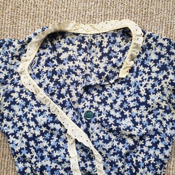 Vintage 30s Day Dress Women's Small Blue - Picture 6 of 12